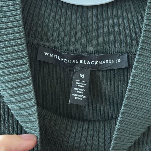 WHITE HOUSE BLACK MARKET Green Long Sleeve Ribbed Knit Dress size Medium - Picture 3 of 6